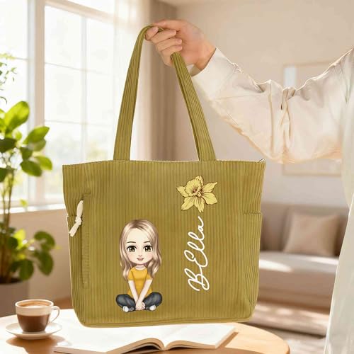 Bolso Tote de pana personalizado con diseño y nombre miniatura 2