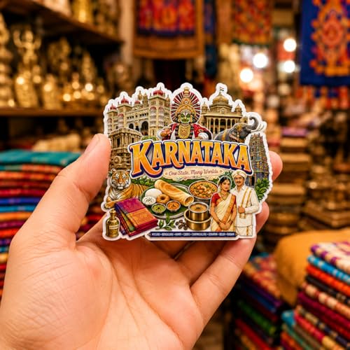 Image of Zesta Wooden Fridge Magnets Set | Refrigerator Decor Magnets for Kitchen | India Souvenir Fridge Magnet Collection | Wooden Magnet for Fridge Door Decoration (Karnataka)