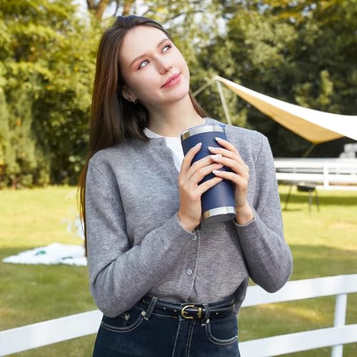 Image of MEWAY 30oz Insulated Tumbler With Lids and Straws,Stainless Steel Double Vacuum Coffee Tumbler Cup, Brush, Durable Powder Coated Coffee Cup for Cold & Hot Drinks(Navy,8 PACK)