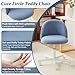 VINGLI Cute Candy Chair Armless Comfy Small Office Desk Vanity Chair with Wheels & Lumbar Support,Teddy Adjustable Rolling Swivel Computer Task Ch for Home Office,Bedroom,Fog Blue