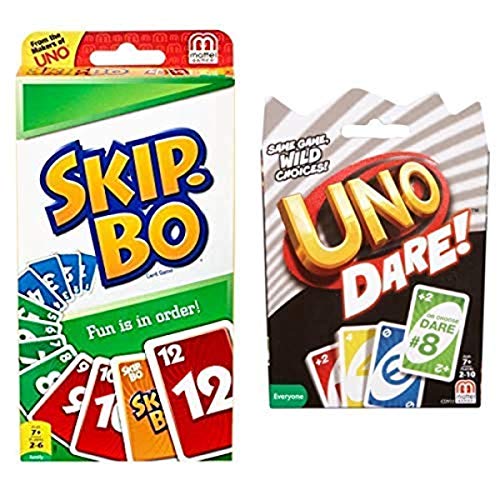Mattel Games SKIP-BO Card Game AND Mattel Games UNO Dare Card Game