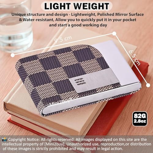 Image of Mini2buy Customized Unisex Vertical Card Holder Name Engraved for Credit|Debit|ATM|Business Visiting RFID Blocking Stainless Steel (1 x 10 x 6 cm) Personal Corporate Gift (LV Brown)
