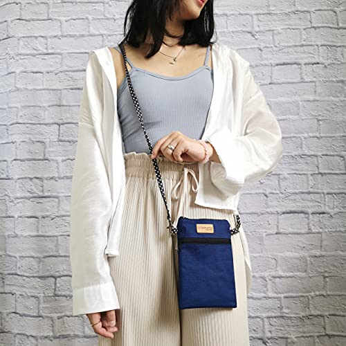 Image of Tainada Women Crossbody Shoulder Travel Zippered Wallet Purse Clutch Phone Bag w /Detachable Strap (Navy Blue)