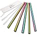 5 Pcs 10" Reusable Smoothie Straws & Milkshake Straws - Rainbow Colors, 0.35" Wide Stainless Steel Straws, Metal Straws for Smoothies, Milkshakes, Jumbo Drinks | 2 Cleanning Brushes & 1 Case