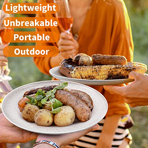 Miss Big Dinner Plates, 10 Inches Party Plates Set Of 4,Lightweight Wheat Straw Plates, Unbreakable Dinner Plate Set,Dishwasher & Microwave Safe, No Bpas And No Chemical Dyes,Kids Plates(Wheat White) #TOP7