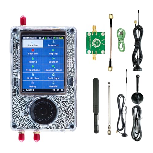 SUOGOEST Portapack H4M+ HackRF Kit 1MHz to 6GHz R10C and Mayhem Signature-Edition with Transparent Shell Antennas for Electronics & Engineering Projects