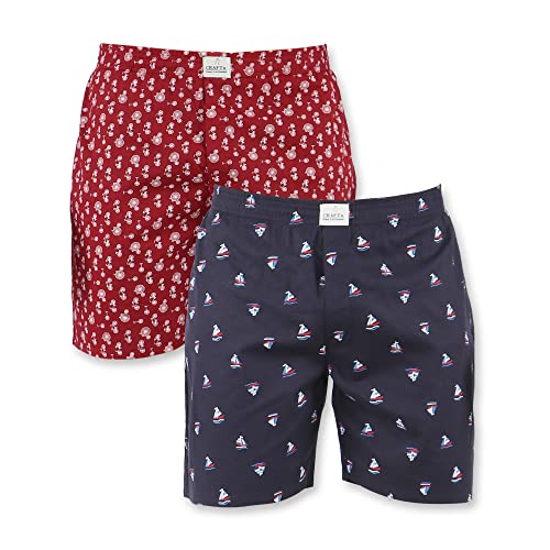 Image of ALPHABETS Men's Cotton Boxer Briefs (Pack of 2) Maroon, Dark Blue