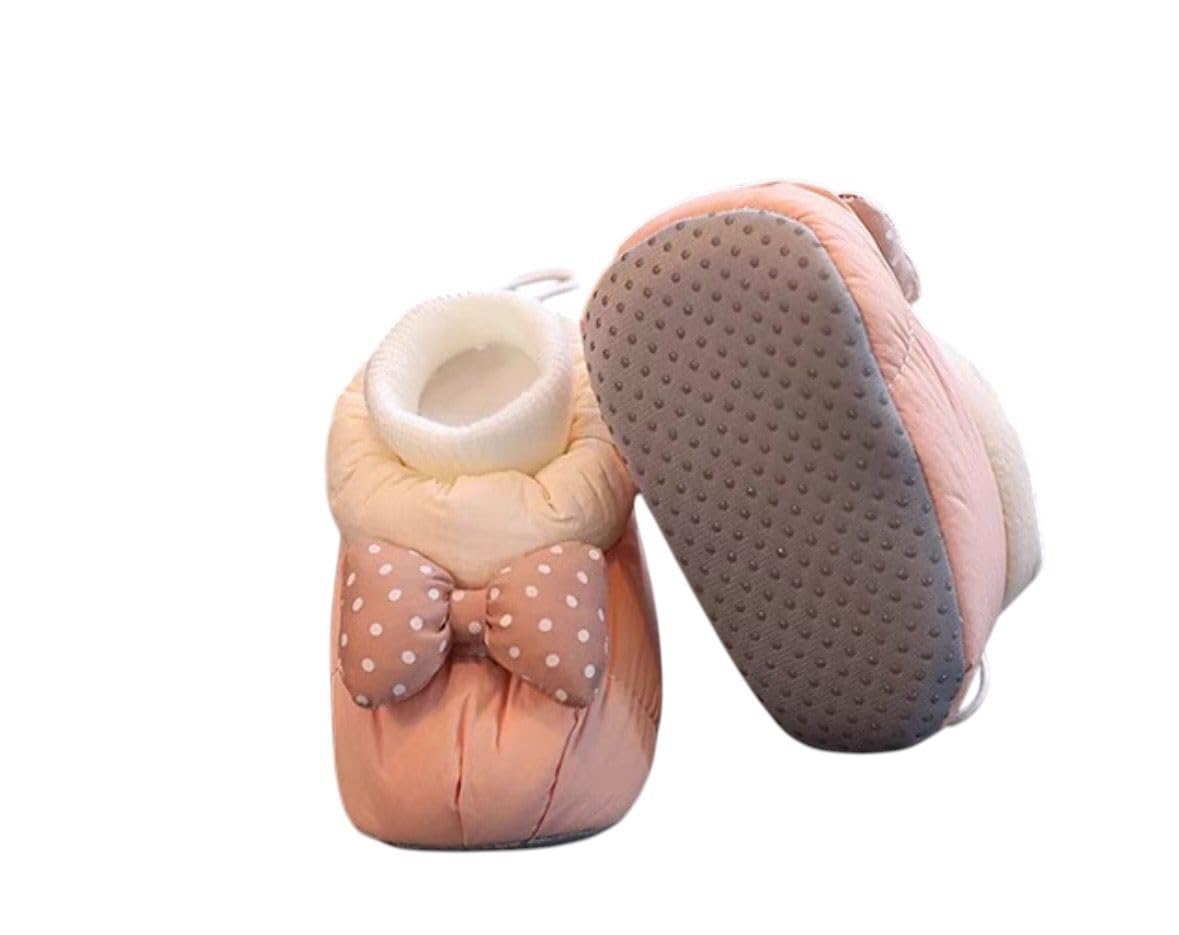 Unisex Baby Woolen Booties for 6-12 Months Cute Bow Design Soft, Cozy & Warm Infant Shoes, Perfect for Winter, Newborn and Toddler Footwear-image-6