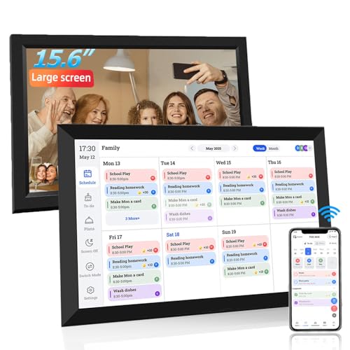 Calendario Digital De 15.6', Calendario Smart 3 En 1 - Pantalla Táctil HD De 1920 X 1080, Calendario Electrónico De Pared 2026 Y Tabla De Tareas,para Horarios Familiares,Regalo para Amigos Black