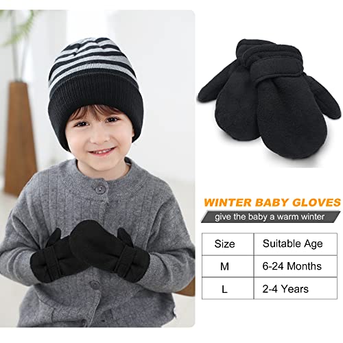 Uttpll Mittens-Toddler-Winter-Outdoor-Mitterns Toddler Snow Gloves Kids Warm Lined Fleece Gloves Cold Weather Baby Mitten For Boys Girls Supplies Navy Blue L thumb #3
