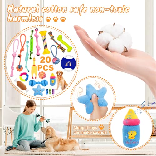 Jouet pour Chiens 20 Jouets Balles pour Chien,houets pour Chiens Jouet de Corde à Mâcher, Durables Indestructible à Mâcher Corde de Dentition pour Petit Moyen Chien Nettoyage de Dents – Image 3