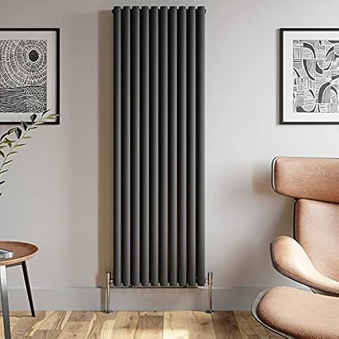 DuraTherm Anthracite Designer Radiator Vertical Oval Column Double Panel Rad 1800x600mm Cover
