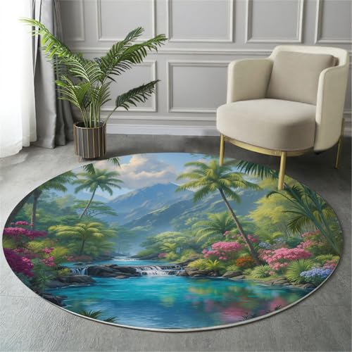 Tapis rond 160cm lavable machine, la solution anti-glisse poil bas - 4
