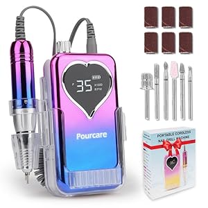 Electric Nail Drill 35000 RPM,Professional Electric Nail File Efile Machine Set,Rechargeable Acrylic Nail Tool Manicure Pedicure for Home Salon(Sunset Blue)