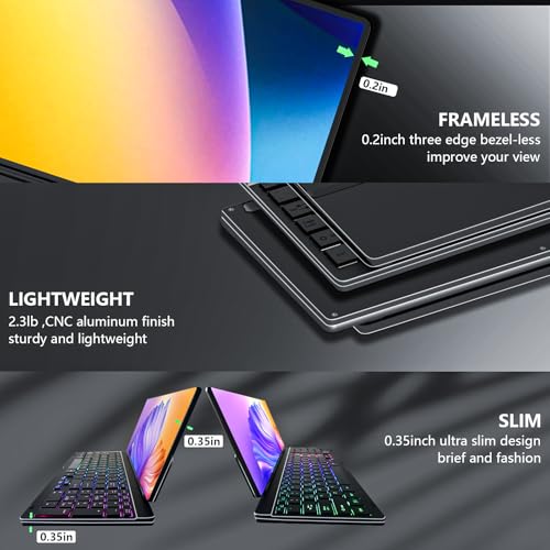 Image of 12.8 inch Portable Touchscreen Keyboard Monitor Stretched Bar Screen Extender with Silent Keyboard Foldable Mini RPi Display Type-C USB-A Monitor for Macbook Laptop Windows Desktop Mini PC (12.8 inch)