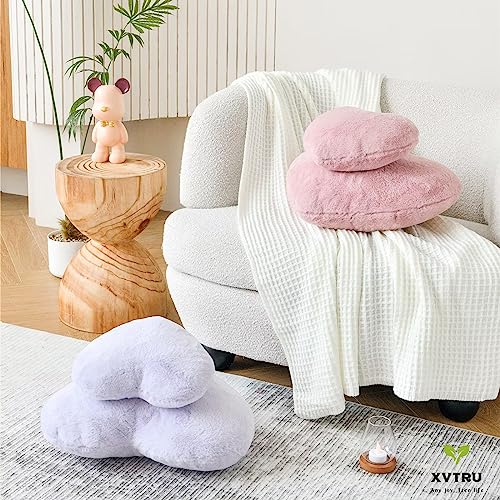 Xvtru Heart Pillow, Soft Dusty Pink Heart Shaped Pillow, Cute Faux Rabbit Fur Room Decorative Throw Pillow, 12.9 Inchx9.8 Inch Heart Plush Cushion For Couch Bed Kid Girls Women Valentine'S Day Gift thumb #2
