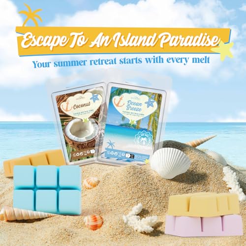Summer Wax Melts Gift Set, Long Lasting Soy Scented Wax Cubes for Wax Warmers, Coconut, Pineapple, Watermelon, Mojito, Passion Fruit, Vanilla Ice Cream, Ocean Breeze, Fresh Cotton, 8x2.6 oz - Image 6