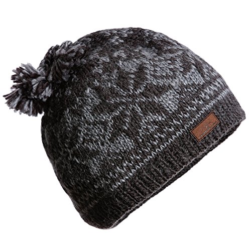 CacheAlaska Beanie Hand Knit Ski Cap 100% Wool for Men or Women Designed Grey