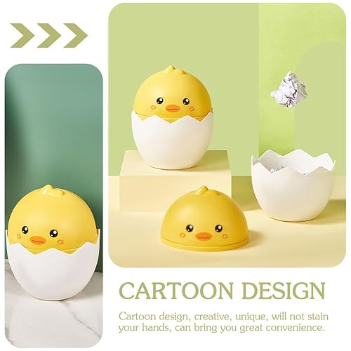 Miniatura 5 de Gadpiparty Mini basurero de escritorio con tapa: lindo cubo de basura pequeño de dibujos animados para oficina, habitación de los niños, dormitorio