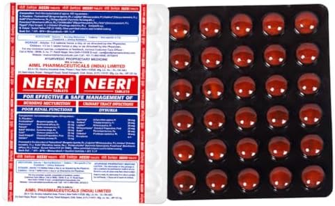 AIMIL Neeri Tablets for Kidney Health โ 30 Tablets | Ayurvedic Medicine for Urinary Tract Infections (UTI) Support | Helps Relieve Burning Micturition, Dysuria, and Regulate Urinary pH Balance (Pack of 10)