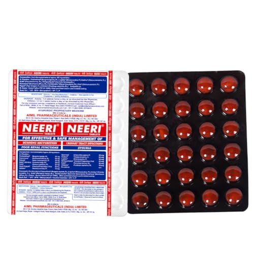 Image of AIMIL Neeri Tablets for Kidney Health - 30 Tablets | Ayurvedic Medicine for Urinary Tract Infections (UTI) Support | Helps Relieve Burning Micturition, Dysuria, and Regulate Urinary pH Balance (Pack of 10)