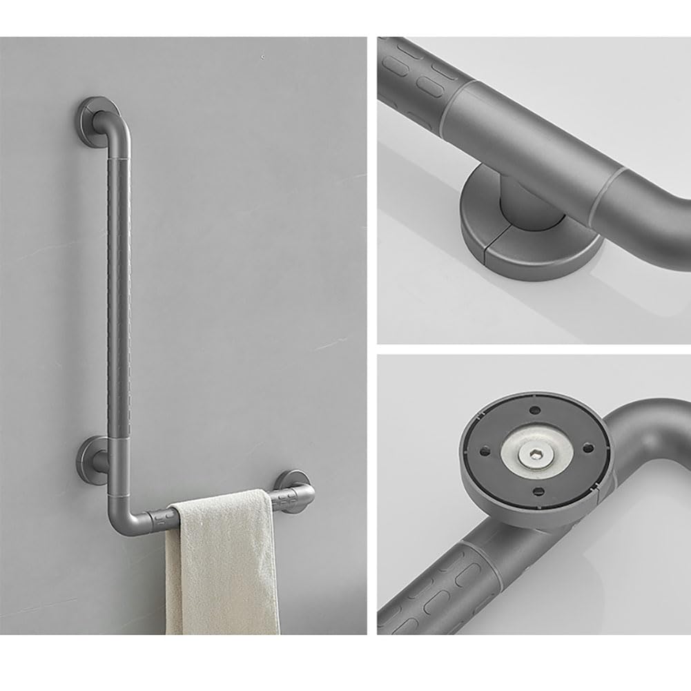 asidero de ducha, Barras de Agarre de Seguridad for Ducha Barra de Agarre for Baño de Acero Inoxidable con Acabado Chapado en Plástico Pasamanos for Inodoro de 90 Grados Manija de Bañera con Anillo Fl