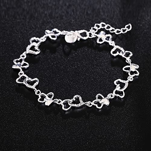 Bracelet Argent 925 Cœur en Cristal, Cadeau de Mariage Idéal pour Sublimer les Dames