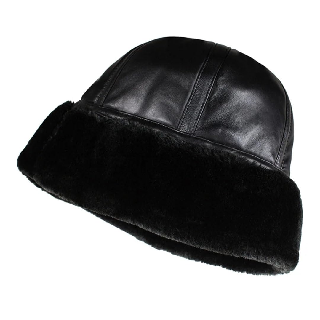 Sombrero de bombardero retro de piel de oveja para hombre, gorro de invierno para mantener el calor, para hombre y mujer, gorra de piel auténtica, gorro de forro