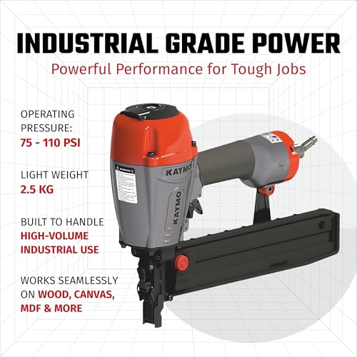 Image of Kaymo ECO-PS10050E3 Air Pneumatic Stapler Grey and Red 100 Series 16mm - 50mm 6 Months Manufacturer Warranty.
