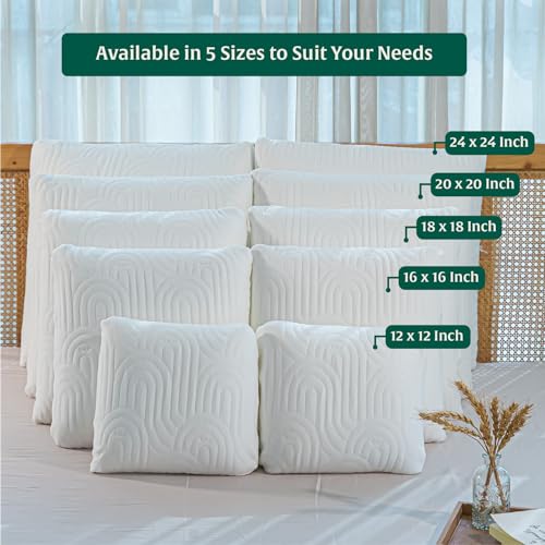 Image of The White Willow Memory Foam Decorative Square Cushion Insert Pillow Filler 12 x 12 Inch - Soft & Supportive Cushion Pad for Sofa, Bed & Chair - Premium Comfort Fill