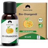 Emma Grün® Bio Orangenöl Ätherisches Öl [100% Naturrein] - Ätherisches Öl Orange 30ml - Reines Orangenöl zum Verzehr - Ätherische Öle Bio - Kaltgepresst aus echten Orangen - Duftöl Orange