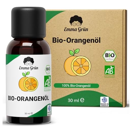 Emma Grün® Bio Orangenöl Ätherisches Öl [100% Naturrein] - Ätherisches Öl Orange 30ml - Reines Orangenöl zum Verzehr - Ätherische Öle Bio - Kaltgepresst aus echten Orangen - Duftöl Orange