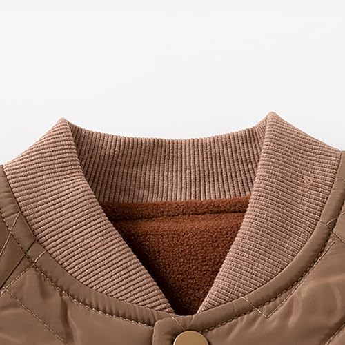 EnJoCho Boys' Middle And Small Children's Winter Solid Color Cotton Jacket Cotton Jacket Coat Thin (Coffee, 3-4 Years)3