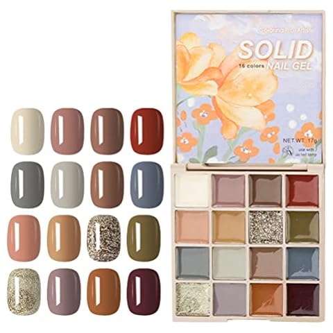 Enfudid 16 Colors Solid Gel Nail Polish Palette, Cream Mud Nail Art Polish Pigment Set Salon DIY Home Nail Art Design for Women Girls (C) Cover