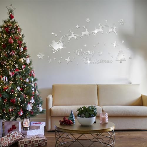 Autocollants de Noël pour mur rigides effet miroir 3D
