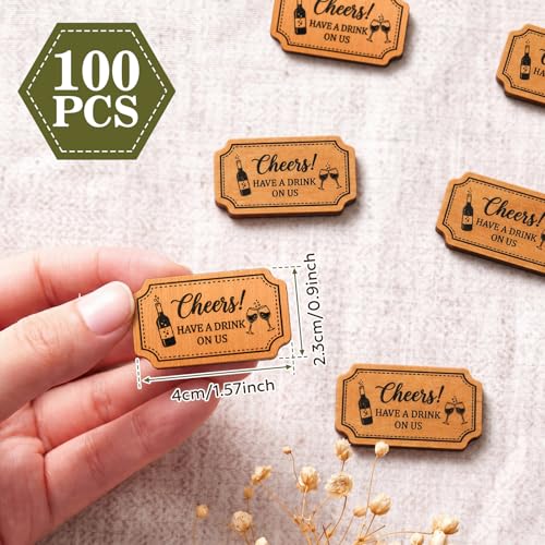 Image of Marsui 100 Pcs Wooden Drink Tokens Bulk for Wedding Personalised Drink Tickets Poker Chips for Guest Wedding Favours Beverage Birthday Parties Bar Table Decoration Supplies (Rectangular Shape)