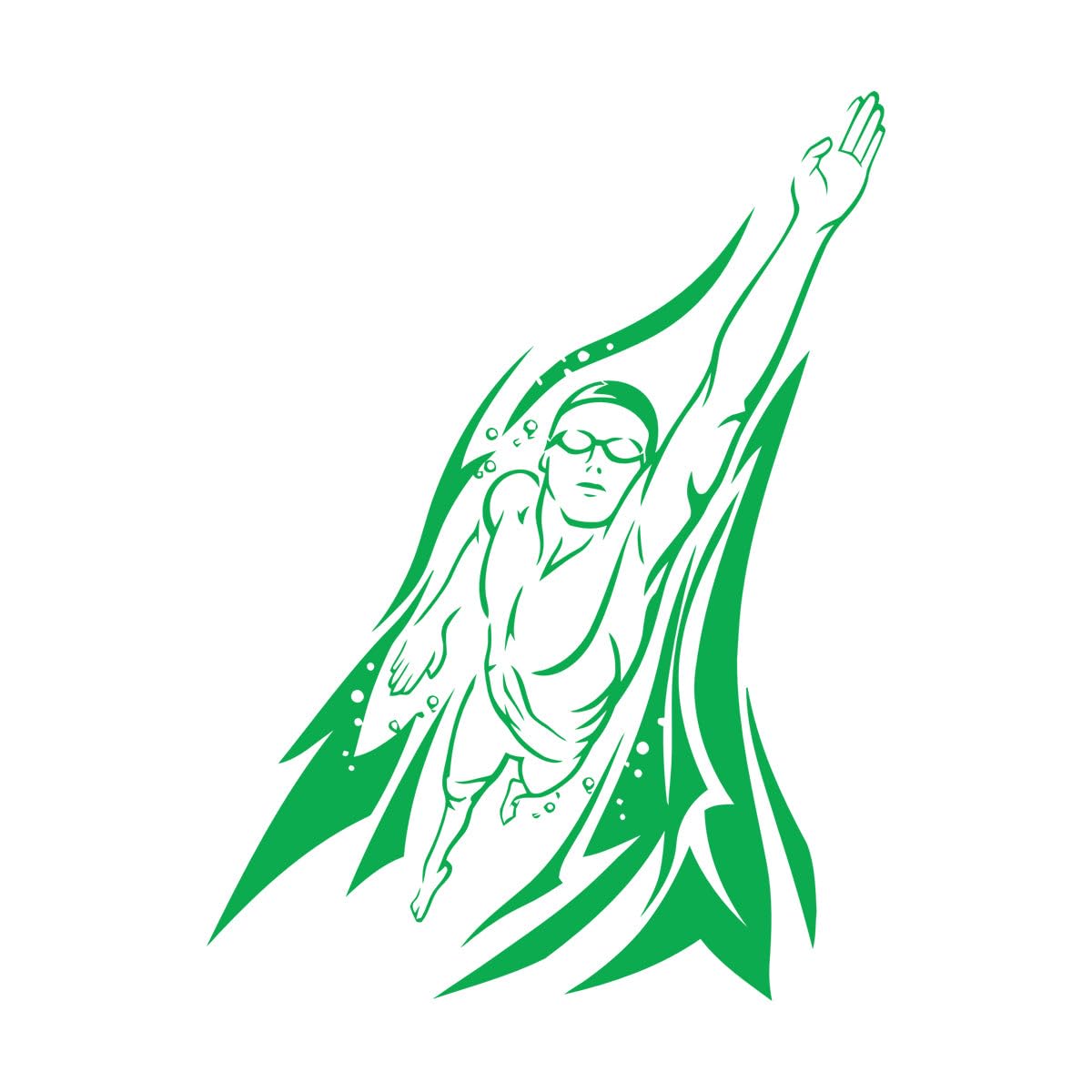 Wall Vinyl Sticker Decor Swimming Swimmer Sports Pool Sea Water Polo 81x111.5cm Art Decoration Extra Large Green