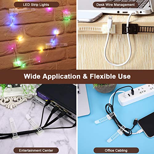 Vamrone WIRE MANAGEMENT CLIPS Adhesive Cable Management Clips, 50Pcs Adjustable Nylon Cable Strap Ties Wire Clips Clamps Organizer thumb #5