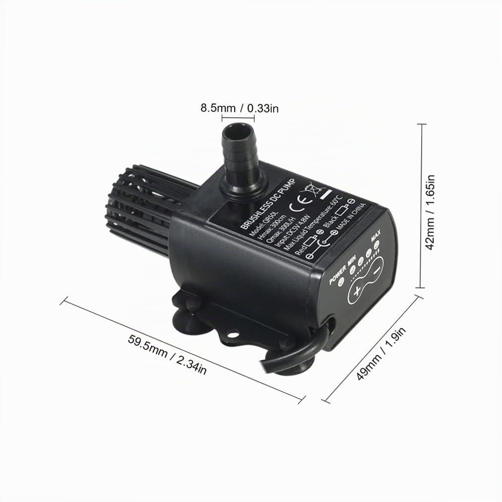 Decdeal Ultra-silencieux Mini USB DC5V 4.8W 300L / H Ascenseur 300cm Pompe à Eau Brushless Fontaine Submersible Étanche avec Fonction d'Ajustement de Débit