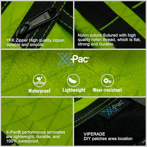 Image of VIPERADE VE18 EDC Pouch, Pocket Organizer for Men, EDC Pocket Organizer, 3 Slots with 2 Zipper Pockets, Multitool Pouch (X-PAC-Hot Lime)