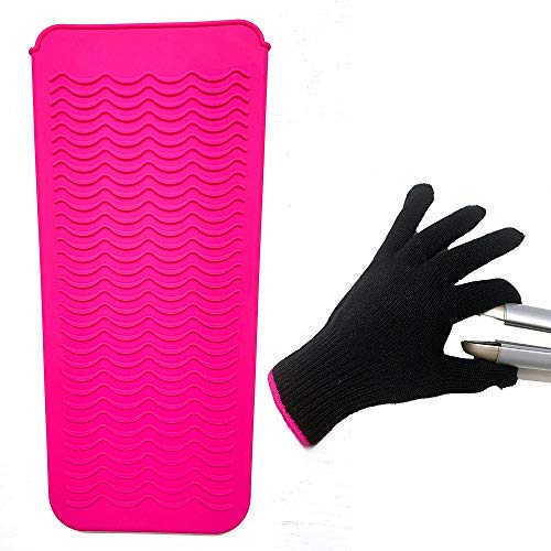 Heat Resistant Mat Pouch and Heat Resistant Glove for Curling Irons, Hair Straightener