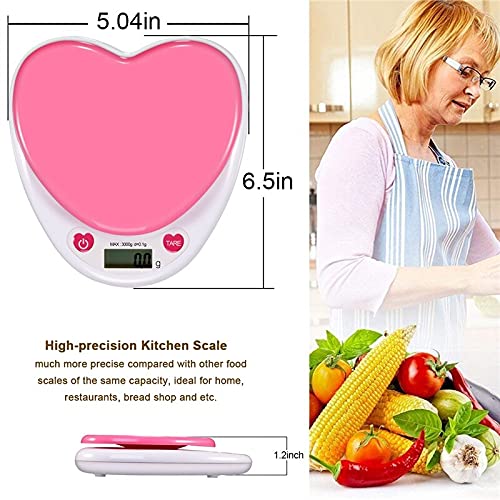Liudan Portable Digital Kitchen Scale LCD Monitor Heart Shape Food Scale，5.04x6.5x1.2'