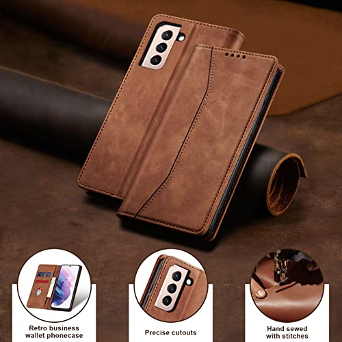 Image of Jasonyu Flip Wallet Case for Samsung Galaxy S21 Plus /S21+ 5G,Brown