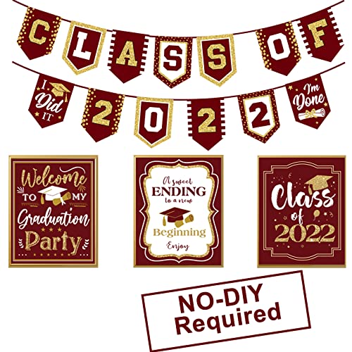 Party Greeting Graduation Party Decoration Set Congrats Grad Banner Class Of 2022 Sign Party Supplies Centerpieces Decorations For High School Party cover