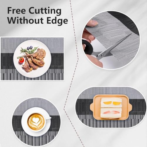 Image of GDNK Washable PVC Heat Resistant Colorful Place Mats for Kitchen Dining Table Mates Washable Heat-Resistant for Dining Table (4 Pack) (Gray)