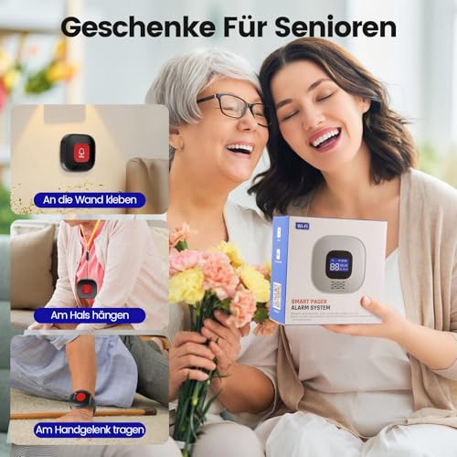 Notrufknopf für Senioren, WiFi-Hausnotruf-Senioren-SOS-Armband, Hausnotruf für Angehörige, Notrufarmband für Patienten und Behinderte, Mobiler Alarmknopf Notrufarmband