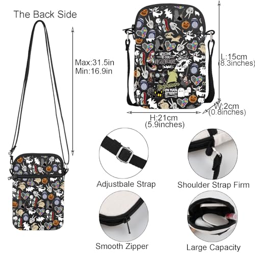 TGBJE Nightmare Skull Lover Crossbody Bag Zero Ghost Dog Gift Welcome To Our Nightmare Meesneger Bags Sally Fans Gift (bl welcome nightmare CB)2