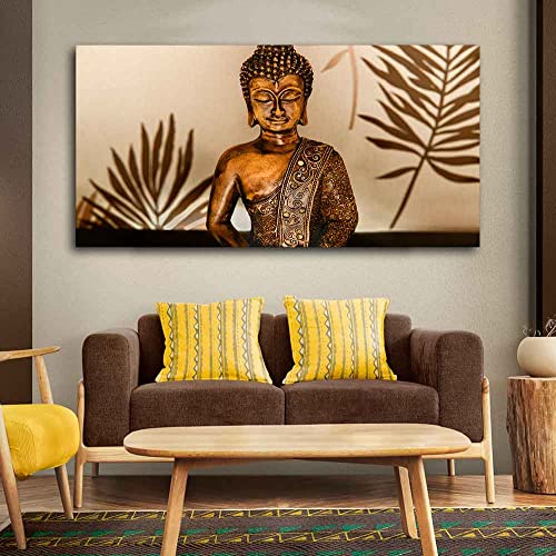 Image of VIBECRAFTS Canvas Paintings for Living Room Drawing Room Buddha In Lotus Position With Serene Smile Canvas Wall Painting Fitted With Wooden Frame For Home | Office | Gift (PTVCH 2475)