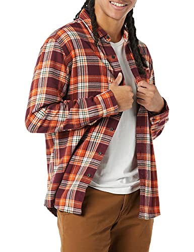 Image of Amazon Essentials Men's Regular Fit Long-Sleeve Flannel Shirt, Soft Brushed Cotton, Lightweight yet Warm