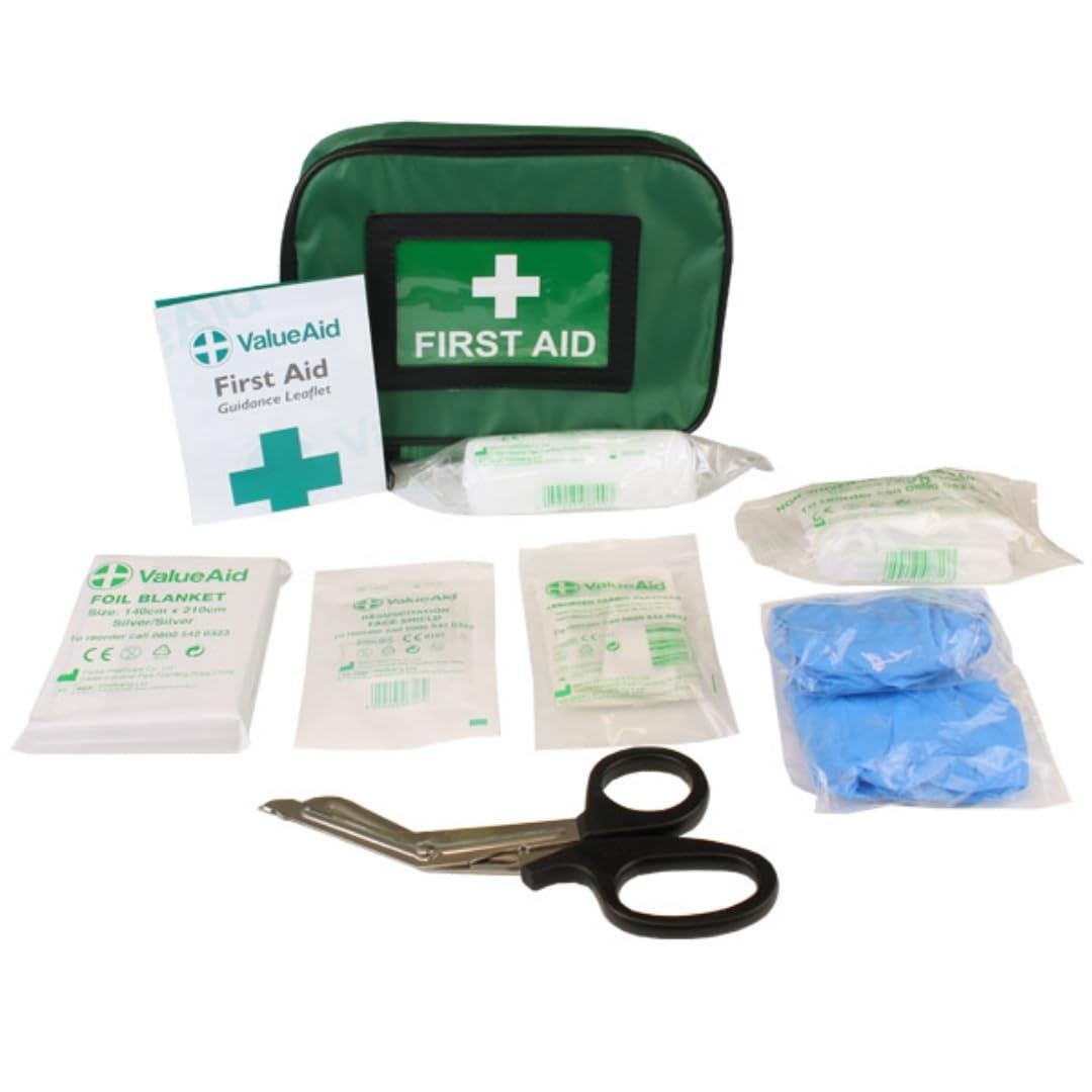 Value Aid BS8599-1:2019 Personal Issue First Aid Kit, HSE Compliant, Compact & Portable, Essential Workplace Safety Soft Pouch Bag